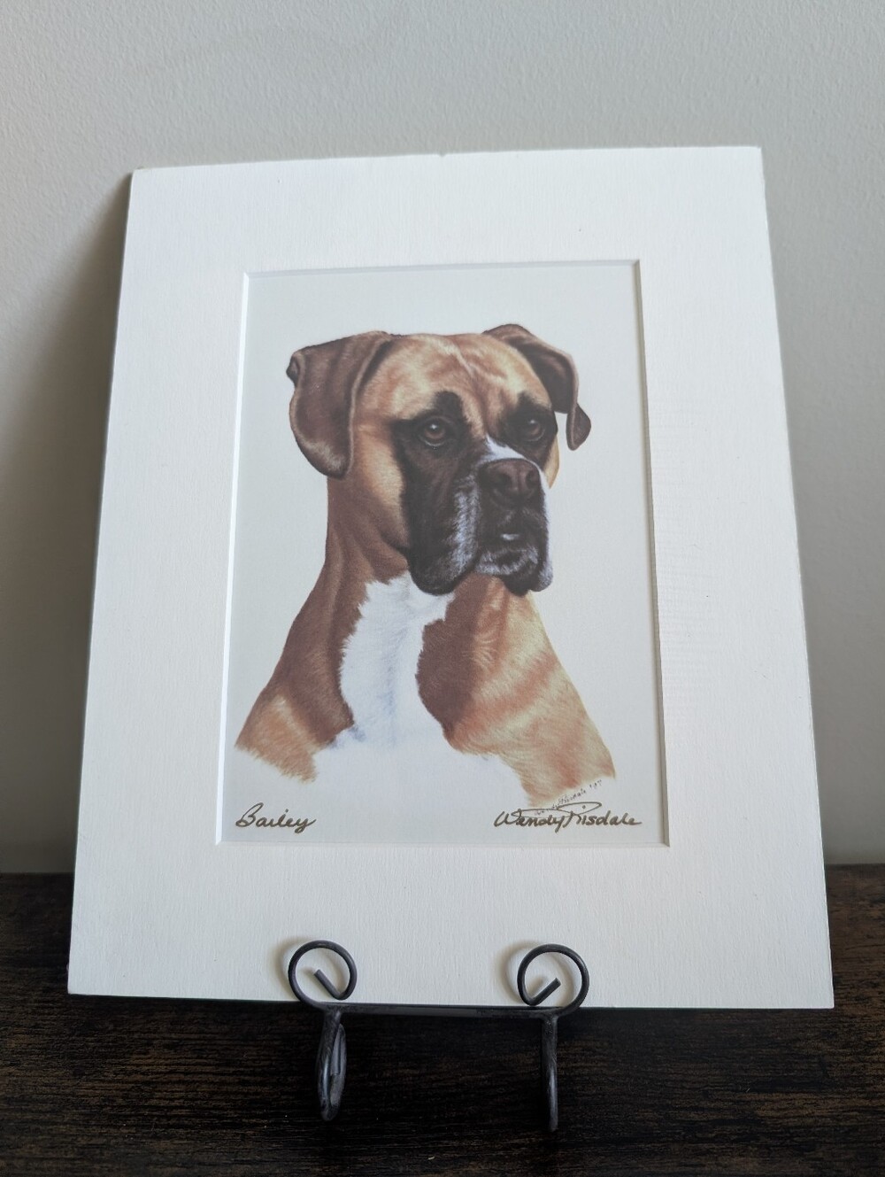 Vintage Wendy Risdale “Bailey” Boxer Dog Print Hand Signed 1997 8x10